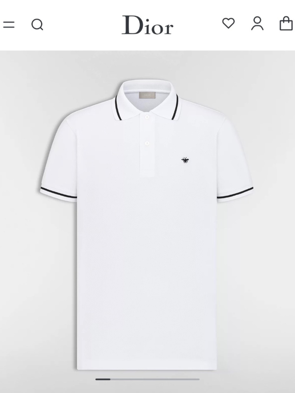 White Dior Polo Shirt with Bee Embroidery